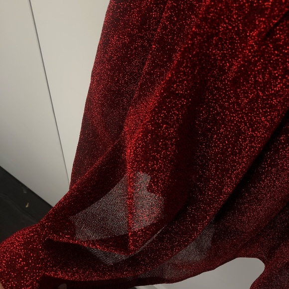 NASTY GAL Red Alert Metallic Shimmer Dress - Picture 4 of 6